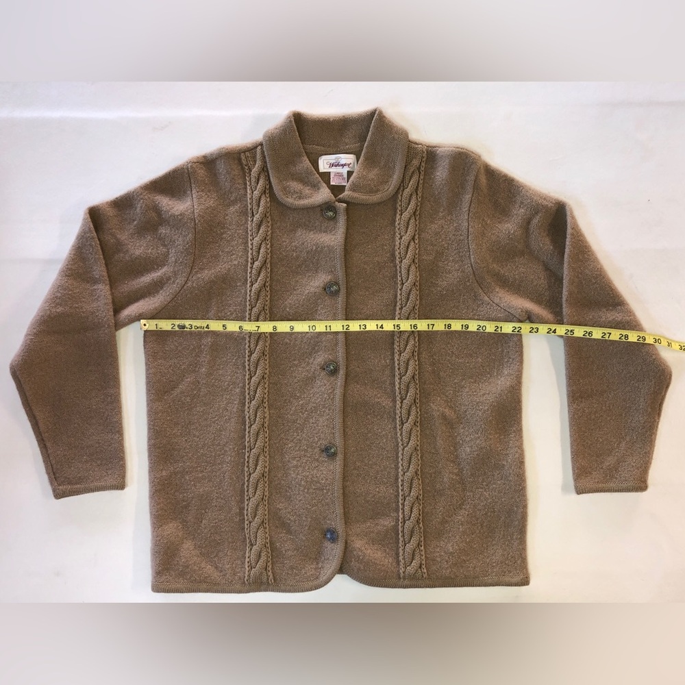 Classic Wool Cardigan WORTHINGTON Button Front Collared Sweater Tan (Large) - Picture 11 of 17